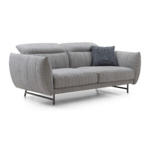Grey Channel-Arm Two-Seat Sofa with Pillow — supplier studio view