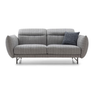Grey Channel-Arm Two-Seat Sofa with Pillow — supplier studio view
