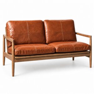 Caramel PU Two-Seater Sofa with Ash Frame — alternate product view