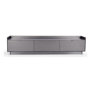 Raised-Edge Three-Drawer TV Console in Black — supplier studio view showing the complete product