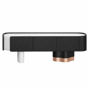 Black and Grey TV Console with Marble-Look Top — alternate product view